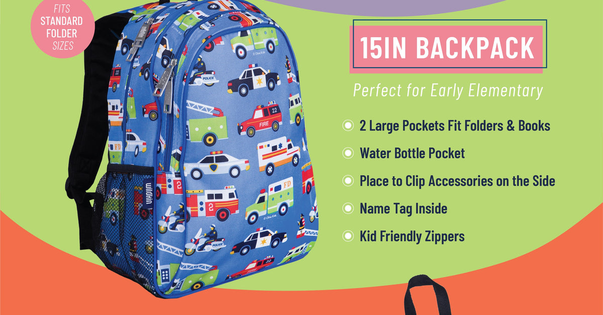 Wildkin Day2Day Kids Backpack , Ideal Size for School and Travel Backpacks  (Firefighters)