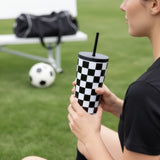 Black and White Checkered Tumbler - 24 oz