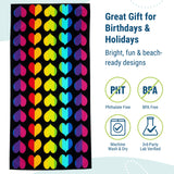 Rainbow Hearts 100% Cotton Beach Towel