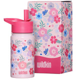 Pink Floral Steel Water Bottle