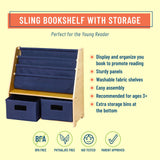 Sling Bookshelf w/ Storage - Natural w/ Blue Canvas
