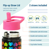 Rainbow Hearts Steel Water Bottle