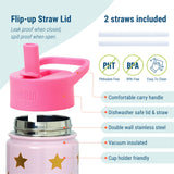 Pink and Gold Stars Steel Water Bottle