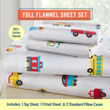 Trains Planes & Trucks 100% Cotton Flannel Sheet Set