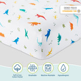 Jurassic Dinosaurs 100% Cotton Flannel Fitted Crib Sheet
