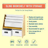 Sling Bookshelf w/ Storage - Natural w/ White Canvas