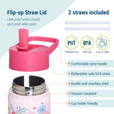 Pink Floral Steel Water Bottle