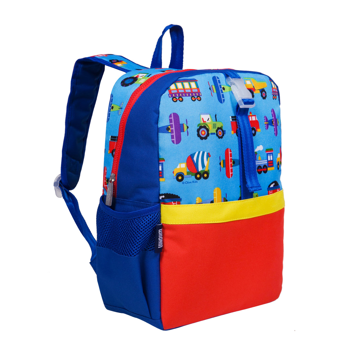 Wildkin Pack N Snack Backpack Olive Kids Trains Planes Trucks