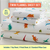 Jurassic Dinosaurs 100% Cotton Flannel Sheet Set