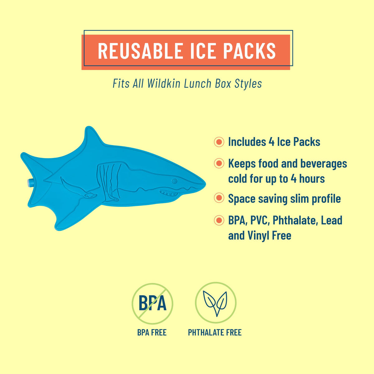 Kids Ice Pack: Finn Shark, Non-Toxic & Food Grade