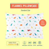 Jurassic Dinosaurs 100% Cotton Flannel Pillowcase - Standard