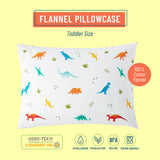 Jurassic Dinosaurs 100% Cotton Flannel Pillowcase - Toddler