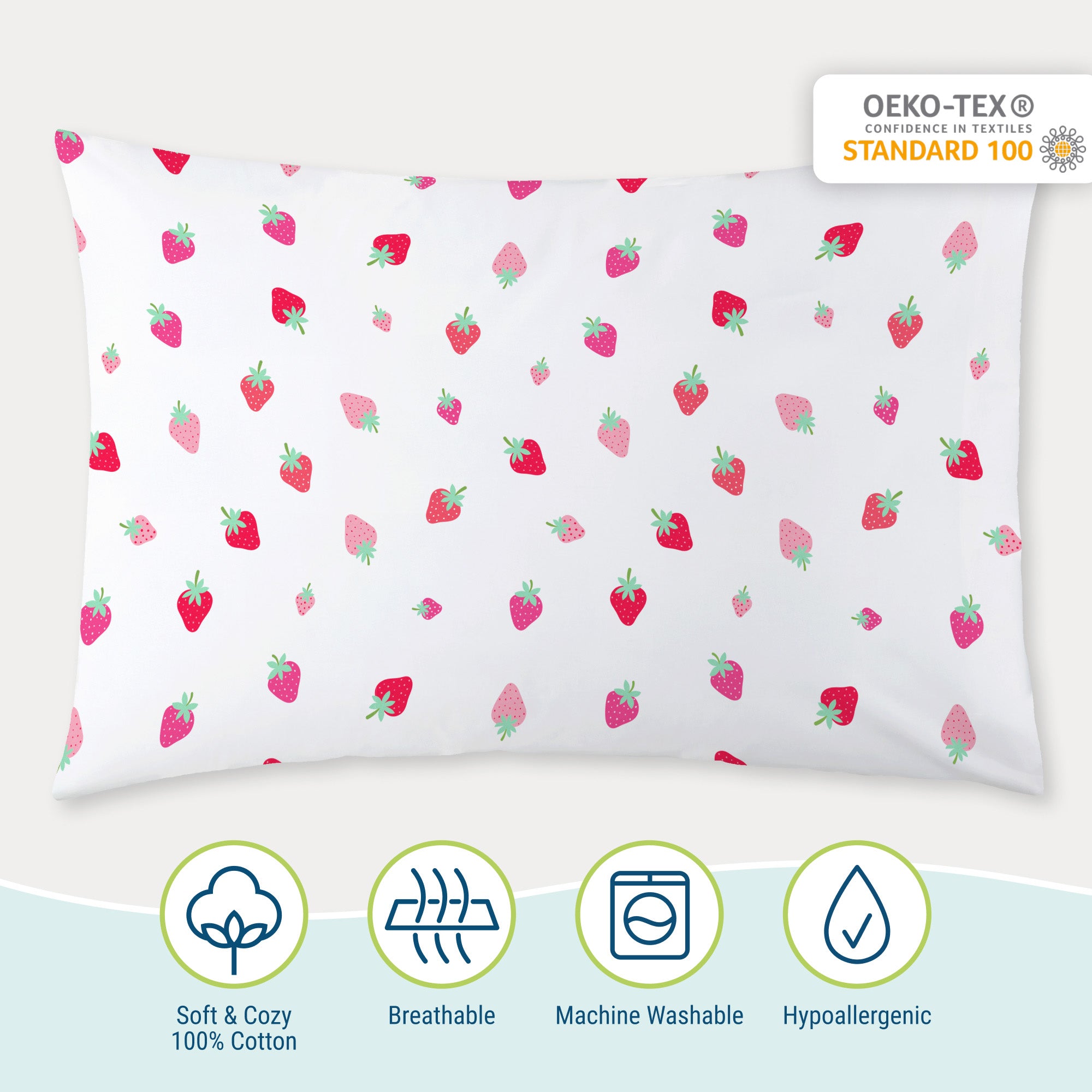 Strawberry Patch 100% Cotton Percale Pillowcase