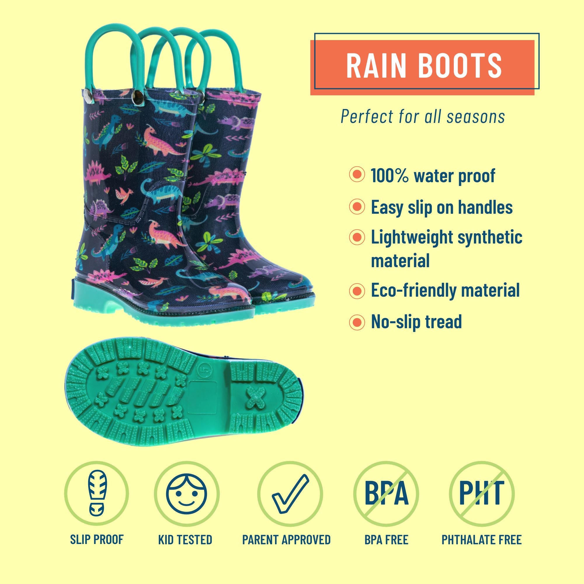 Darling Dinosaur Rain Boots