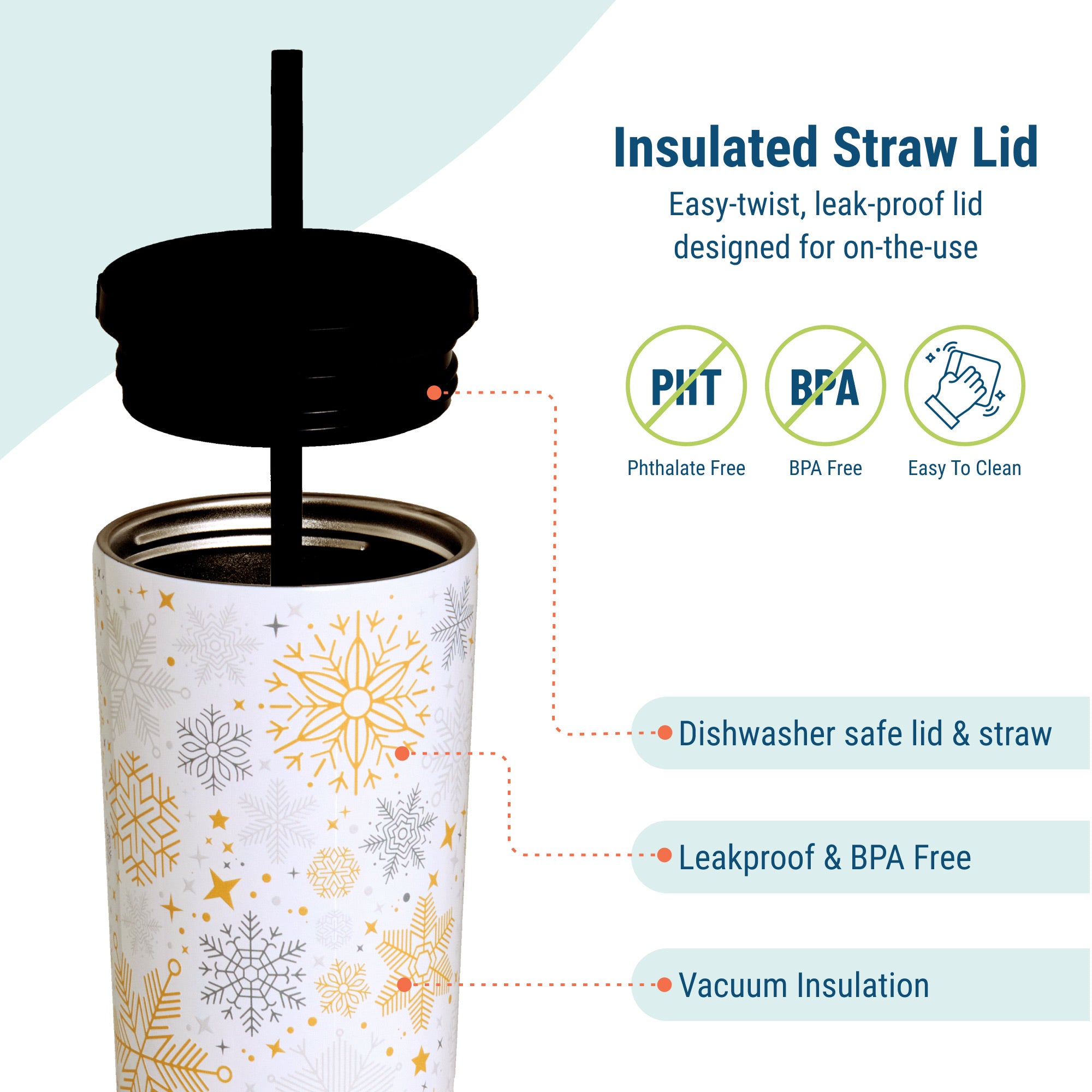 Snow Flakes Tumbler - 24 oz
