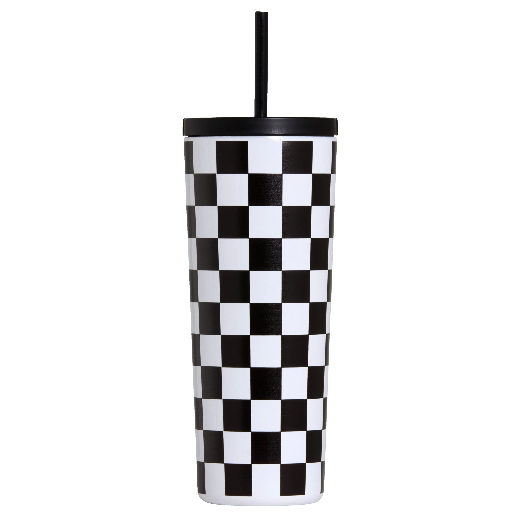 Black and White Checkered Tumbler - 24 oz