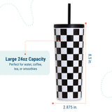 Black and White Checkered Tumbler - 24 oz