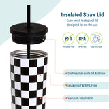 Black and White Checkered Tumbler - 24 oz
