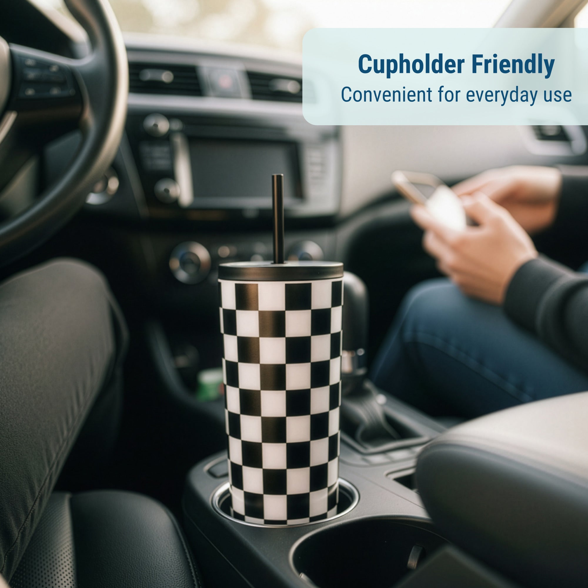 Black and White Checkered Tumbler - 24 oz