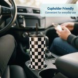Black and White Checkered Tumbler - 24 oz