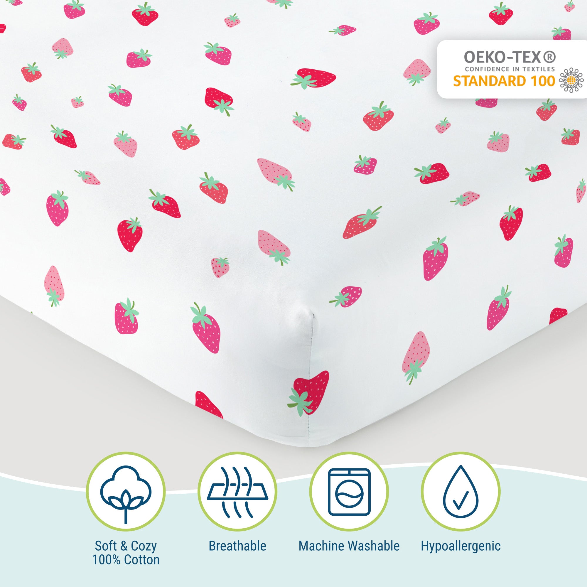 Strawberry Patch 100% Cotton Percale Sheet Set