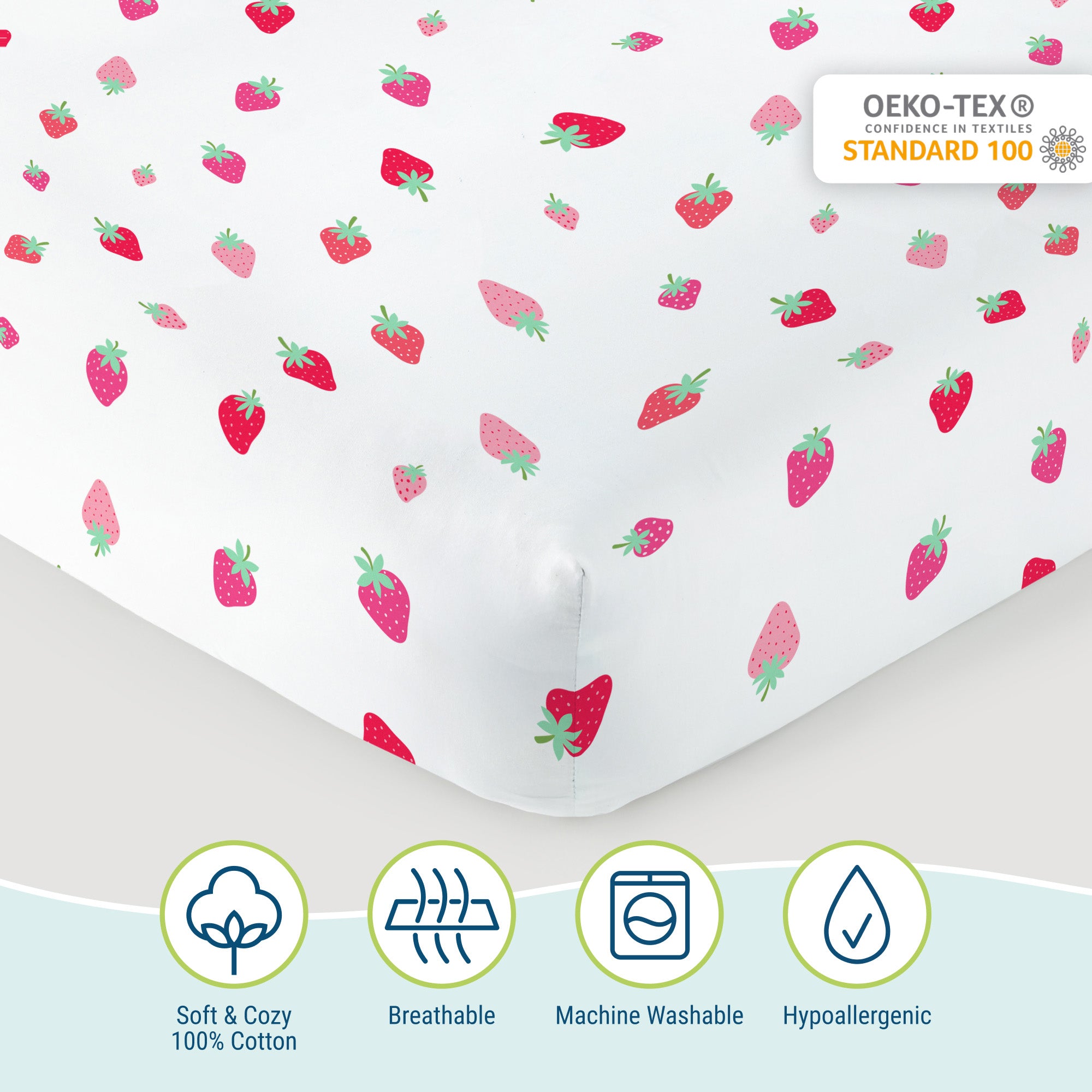 Strawberry Patch 100% Cotton Percale Sheet Set
