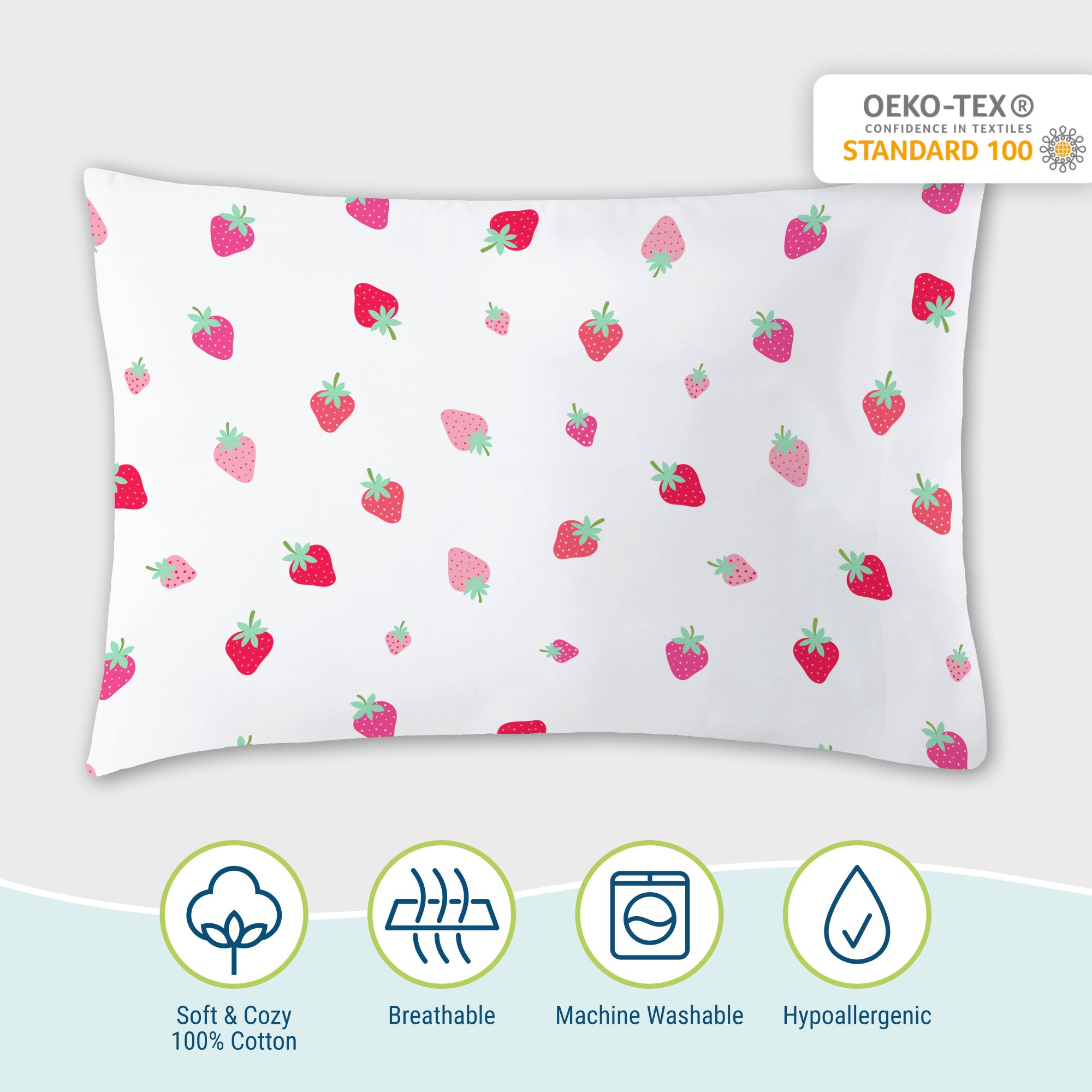Strawberry Patch 100% Cotton Percale Pillowcase