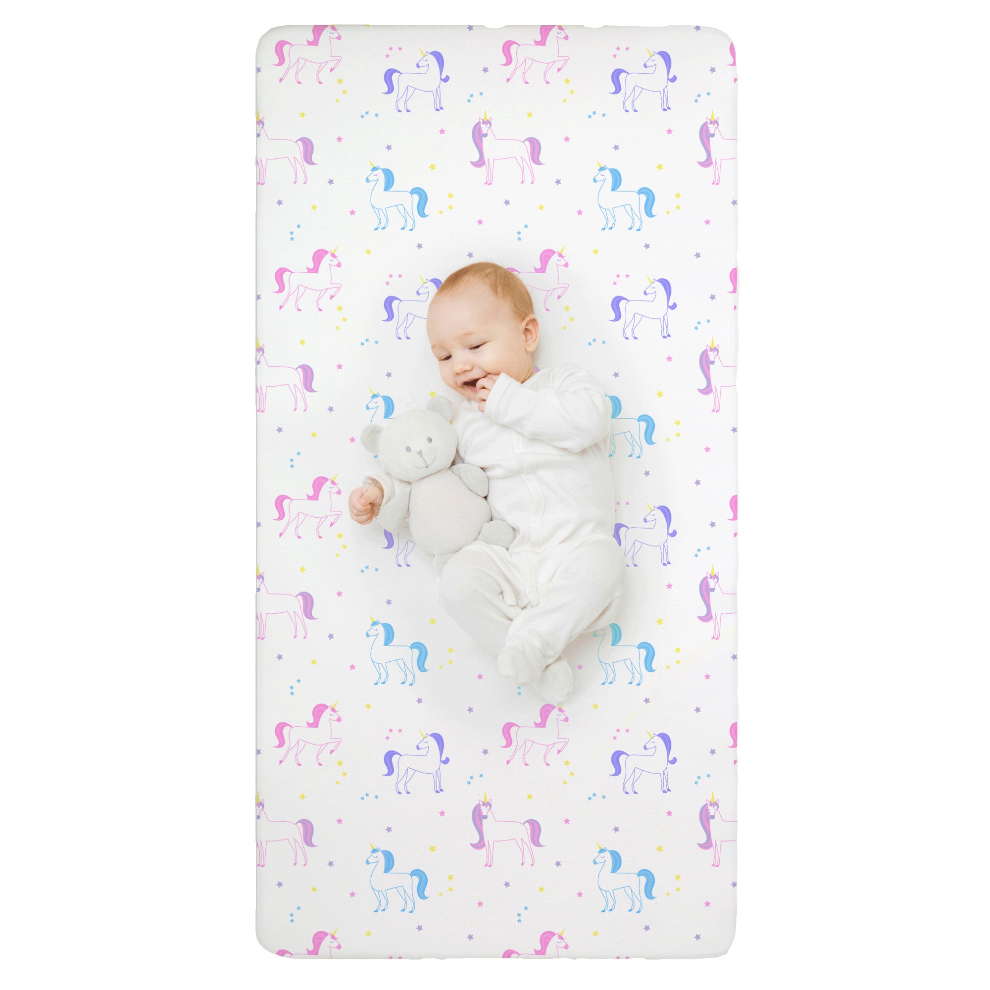 Unicorn 100% Cotton Percale Fitted Crib Sheet