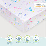Unicorn 100% Cotton Percale Fitted Crib Sheet