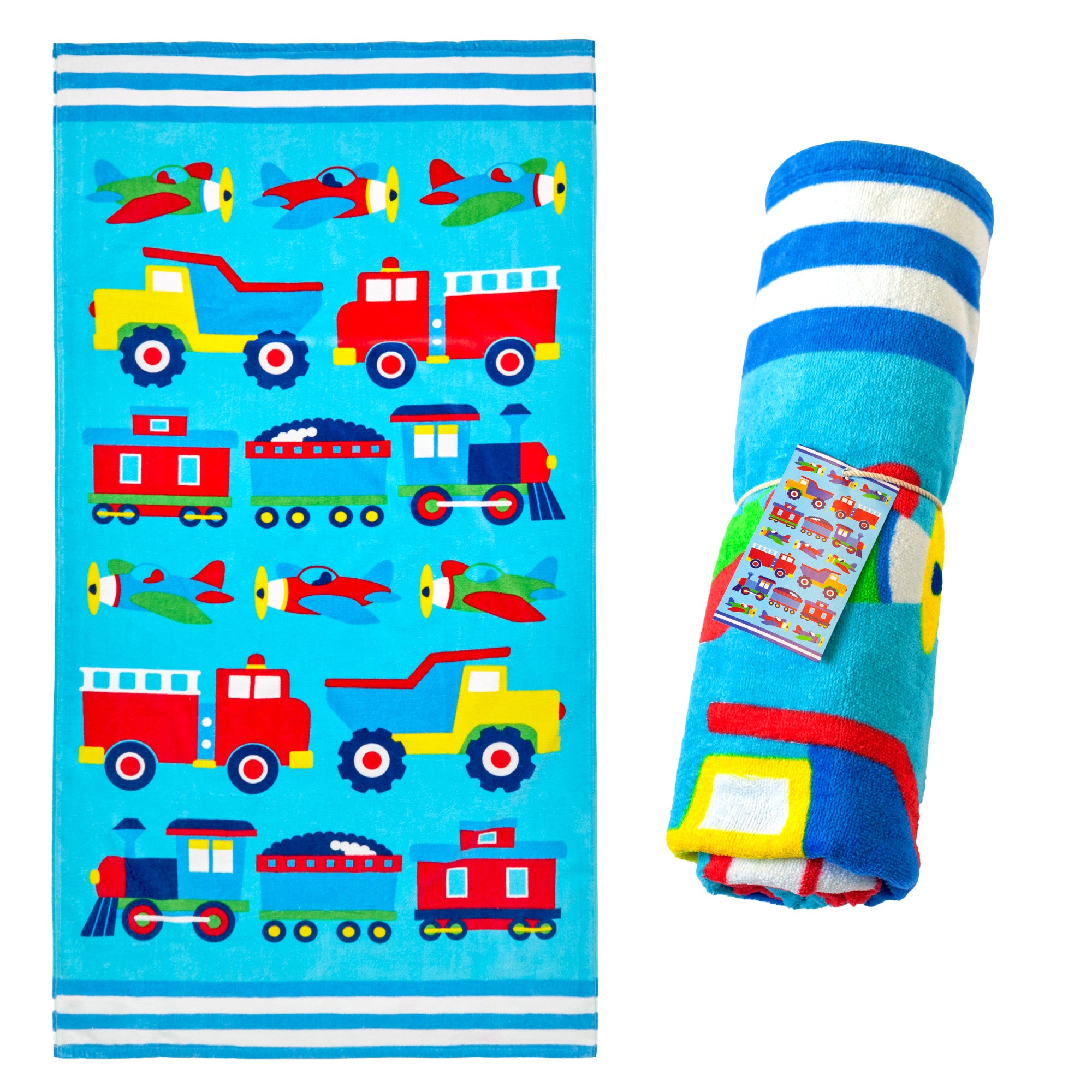 Trains, Planes & Trucks 100% Cotton Beach Towel
