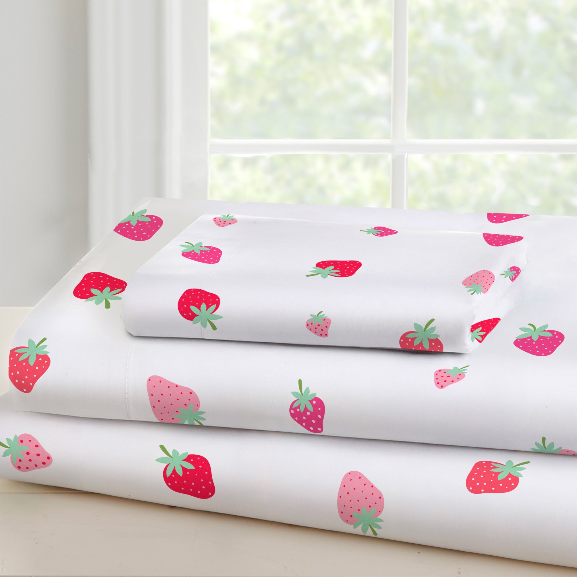 Strawberry Patch 100% Cotton Percale Sheet Set