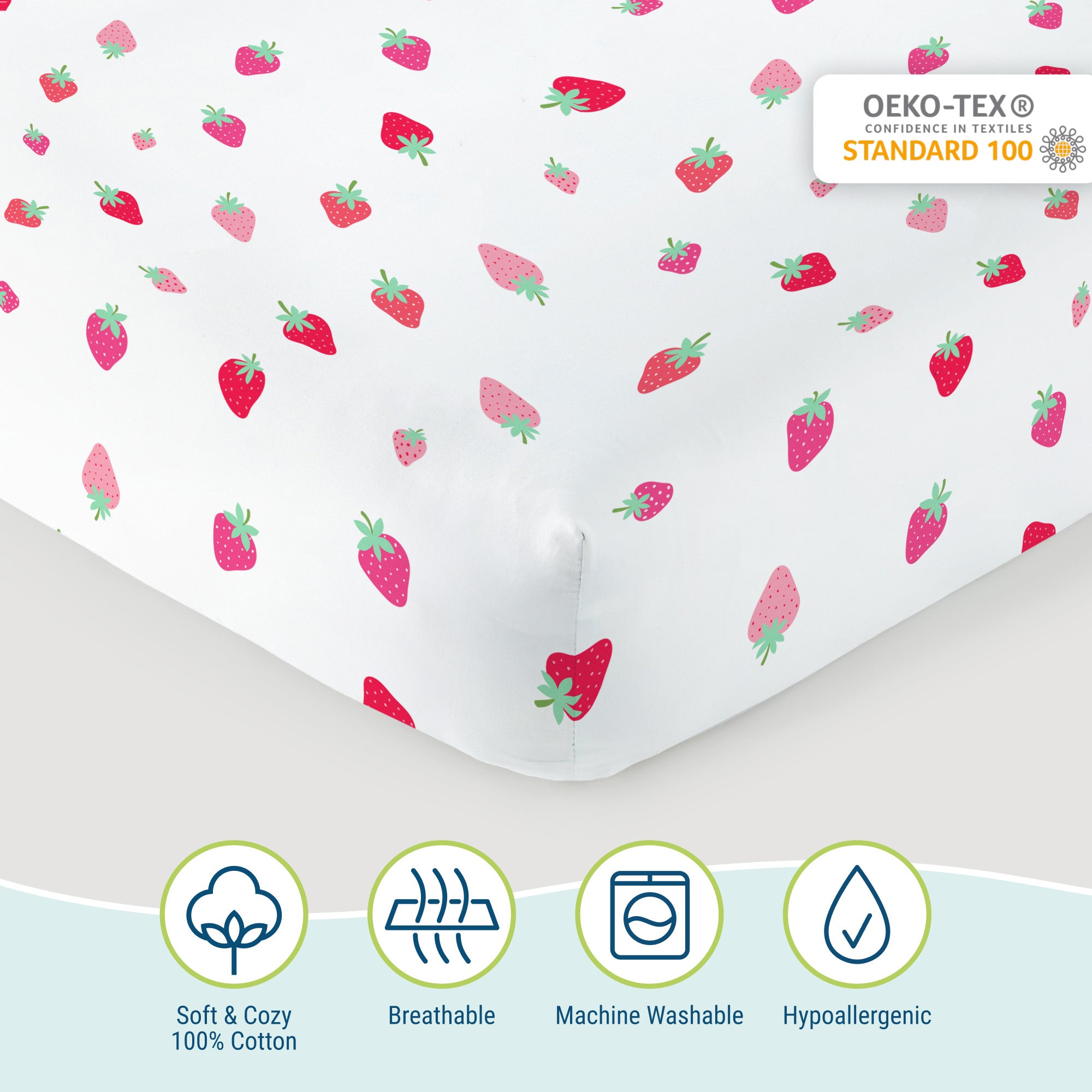 Strawberry Patch 100% Cotton Percale Sheet Set