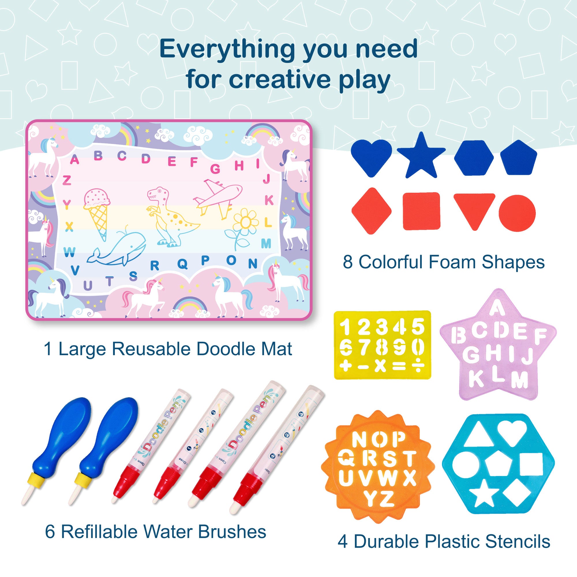 Unicorn Rainbows Doodle Mat