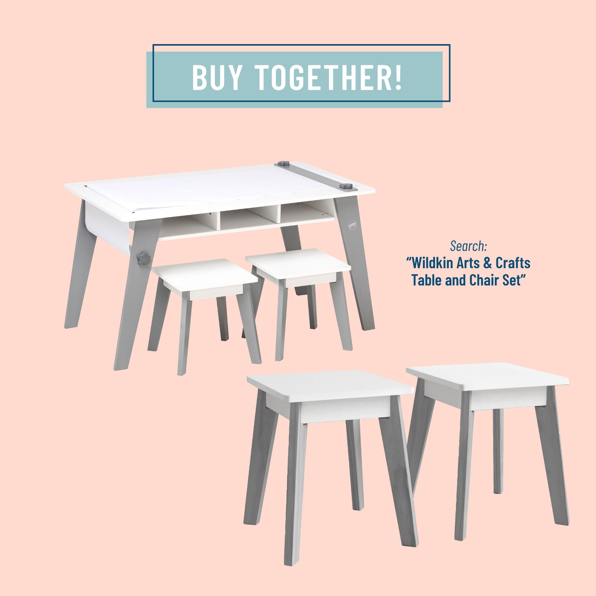 Arts & Crafts Table Stools (2) - Gray