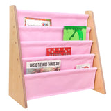 Vegan Leather Original Sling Bookshelf - Natural Wood w/ Light Pink