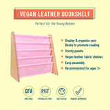 Vegan Leather Original Sling Bookshelf - Natural Wood w/ Light Pink