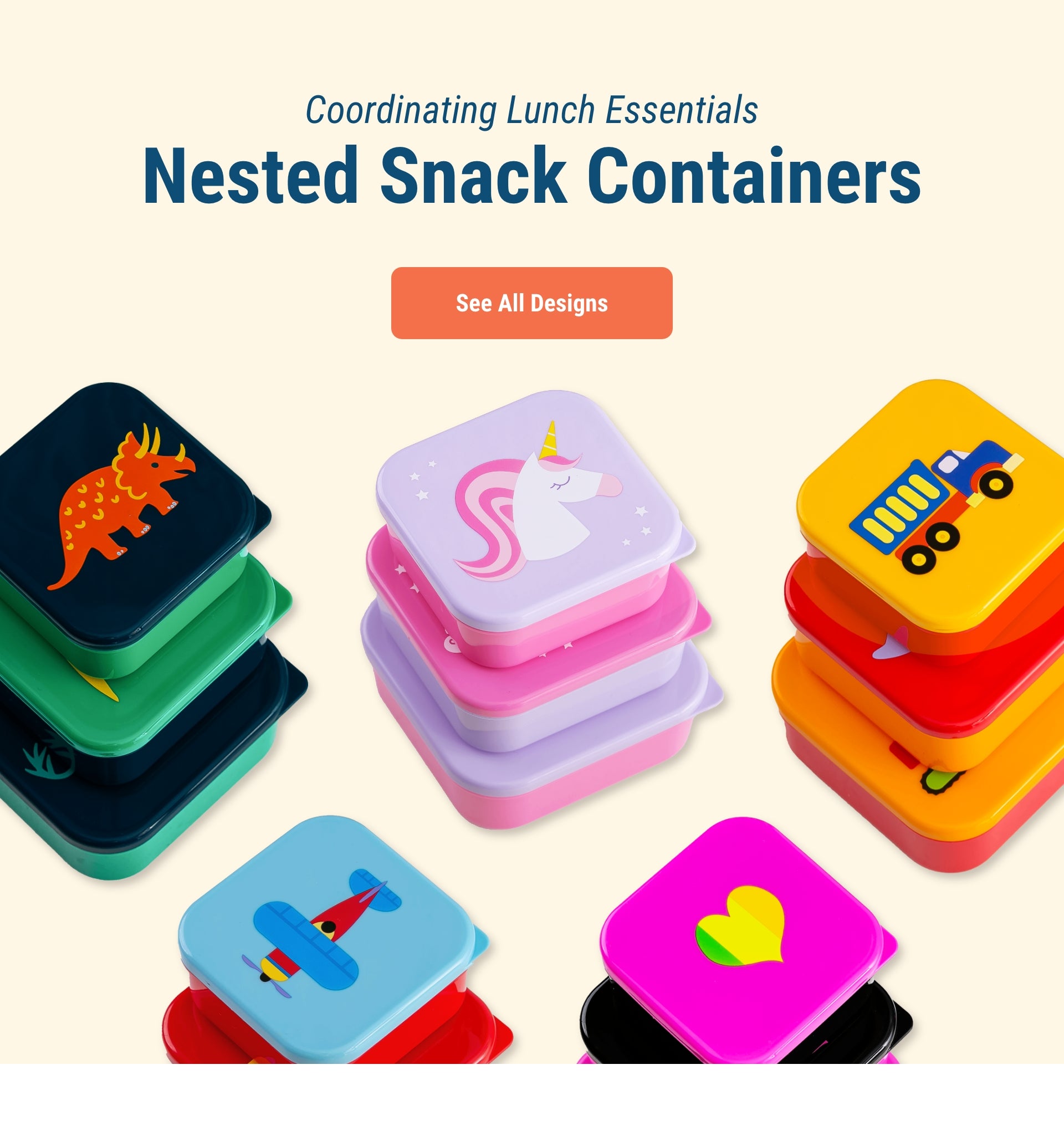 Coordinating Lunch Essentials. Nested Snack Containers. Link to See all Designs