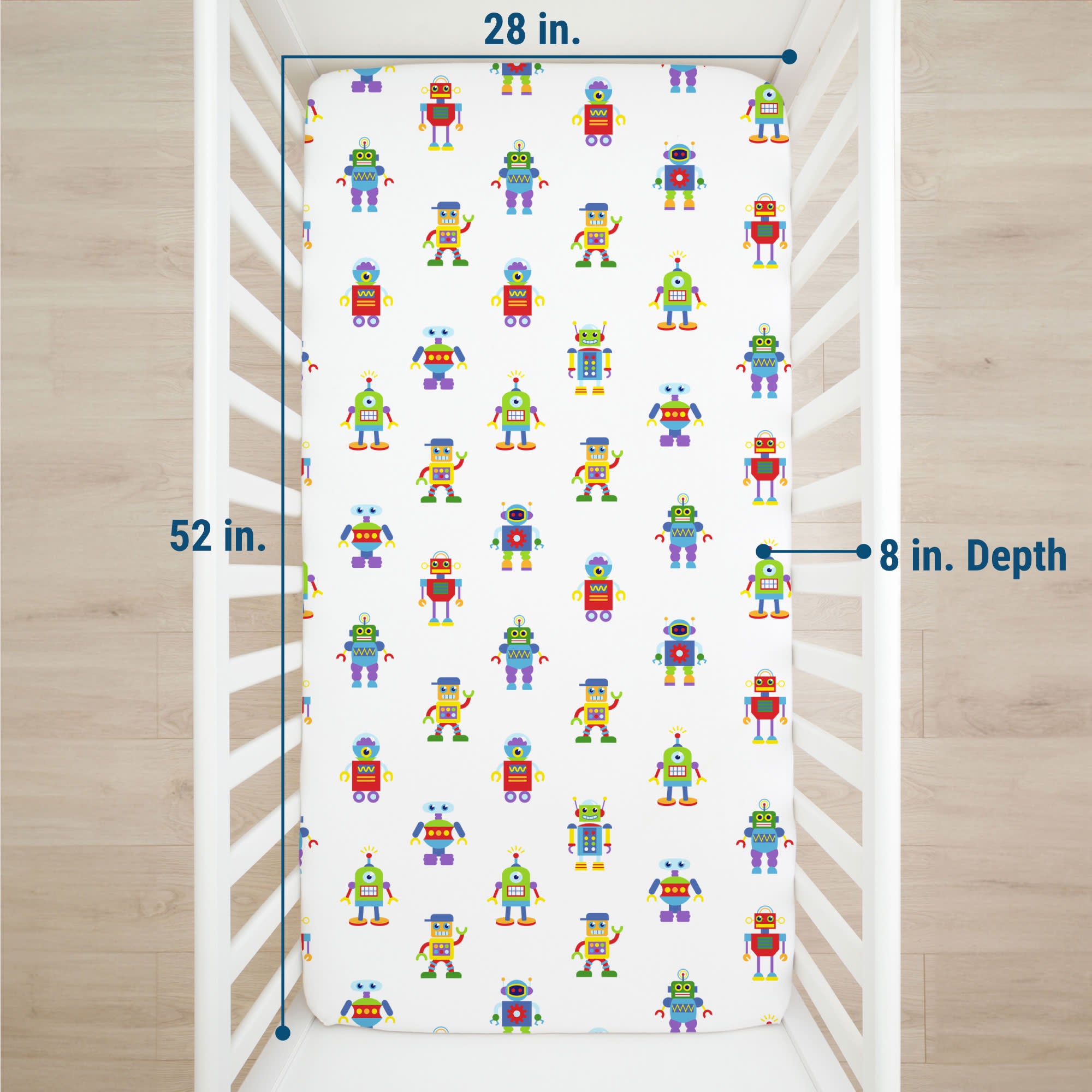 Robots Microfiber Fitted Crib Sheet