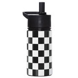 Black and White Checkered 14 oz Steel Water Bottle