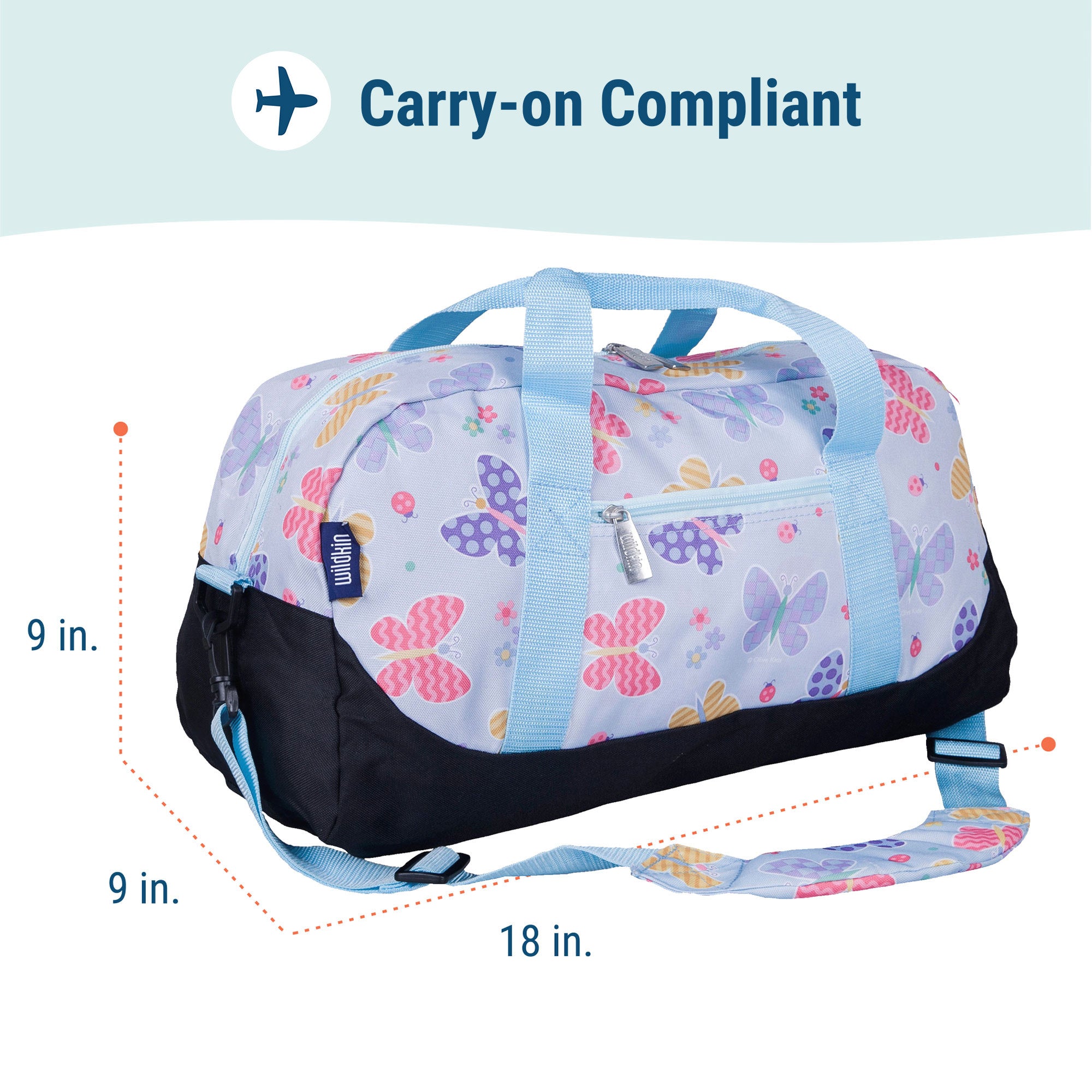 Butterfly Garden Blue Overnighter Duffel Bag