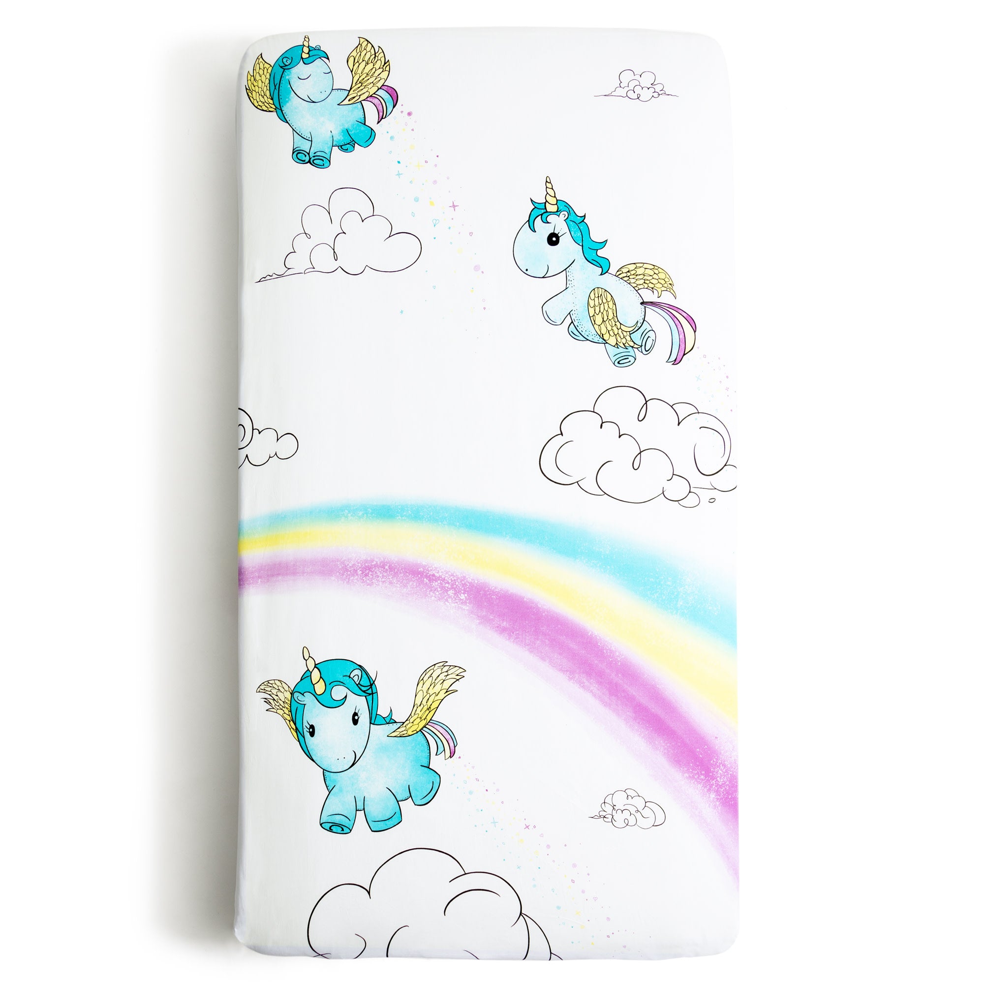 100% Cotton Fitted Crib Sheet - Unicorn Pixie Dust