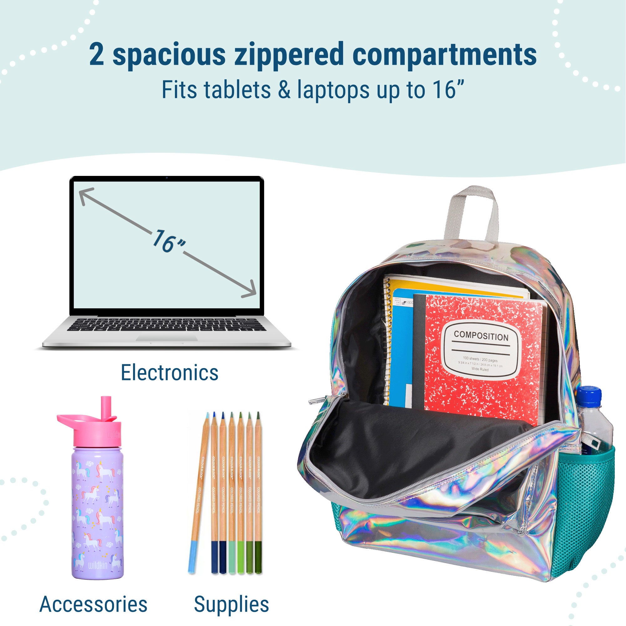 Holographic 16 inch Backpack