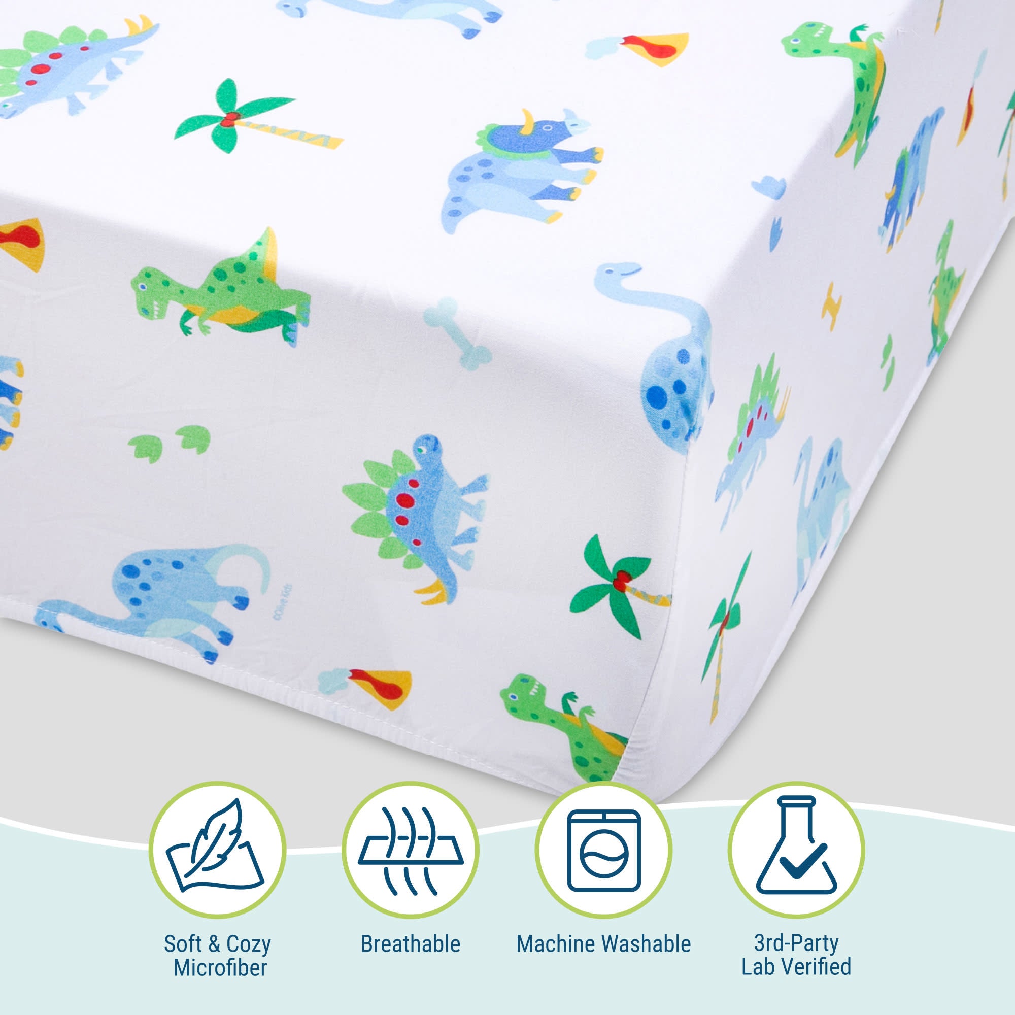 Dinosaur Land Microfiber Fitted Crib Sheet