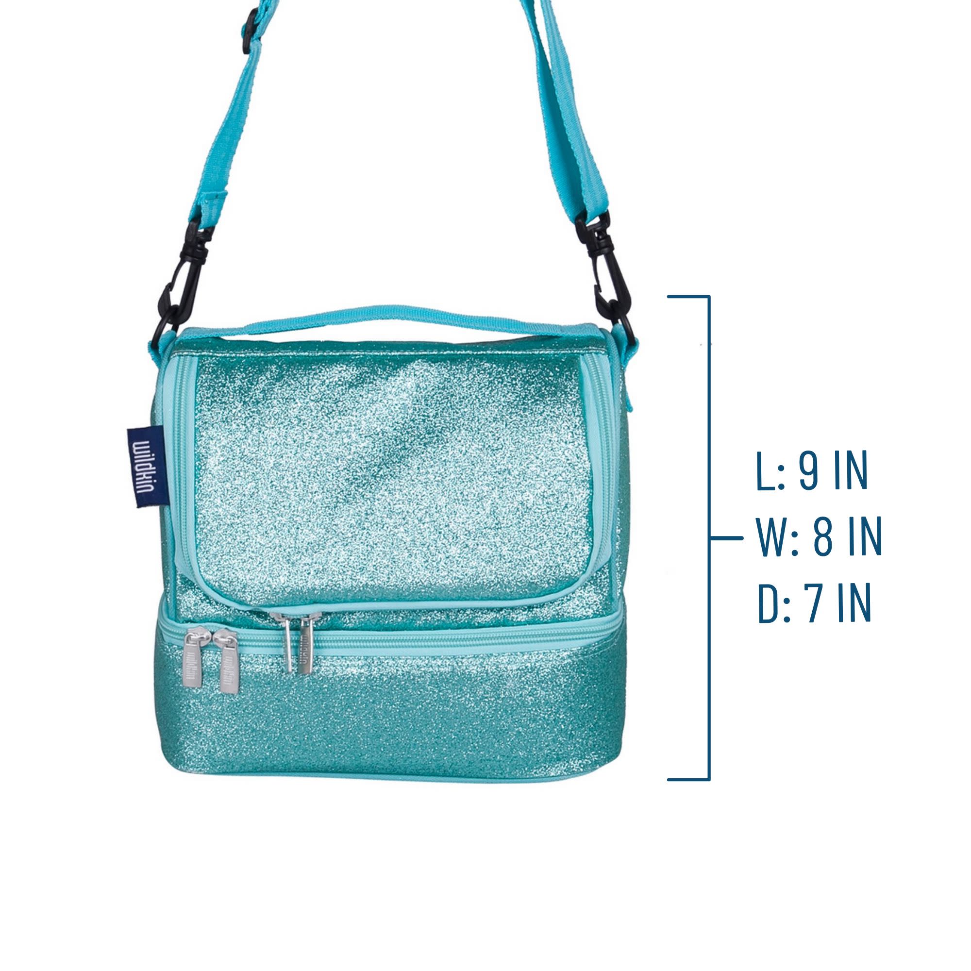 Blue Glitter Two Compartment Lunch Bag