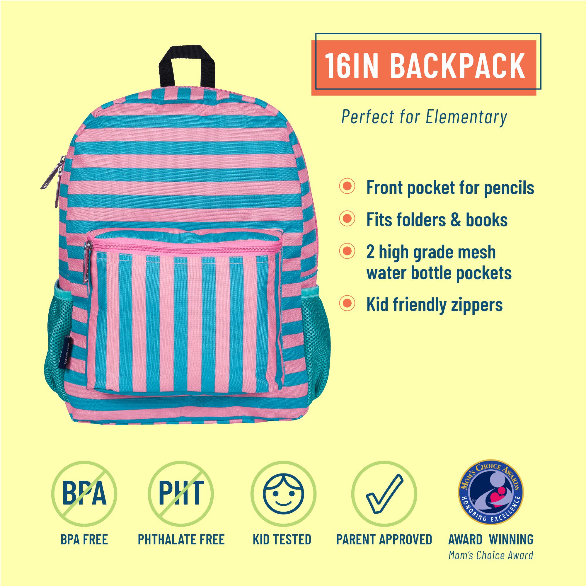 Pink Stripes 16 Inch Backpack