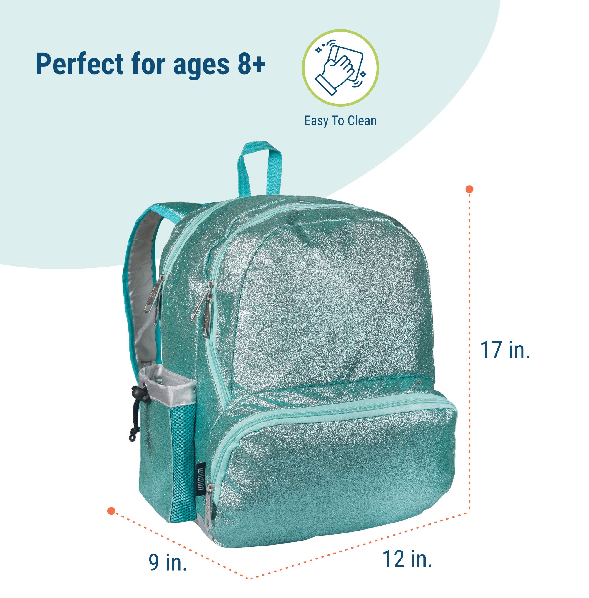 Blue Glitter 17 inch Backpack