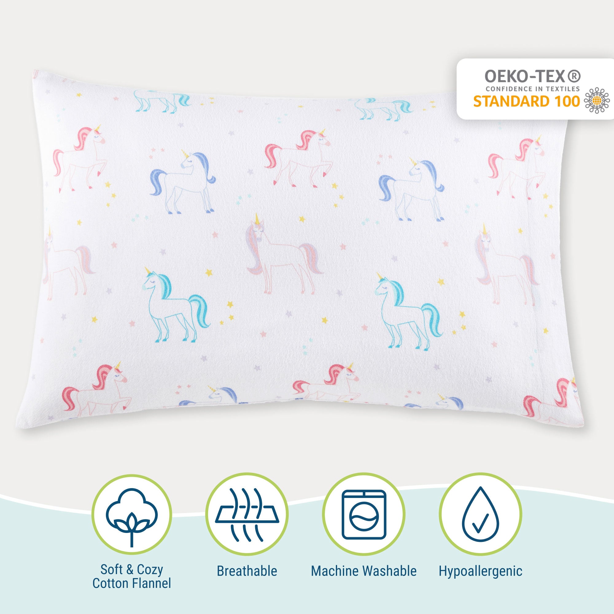 Unicorn 100% Cotton Flannel Pillowcase - Standard