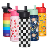 Black and White Checkered 18 oz Steel Water Bottle