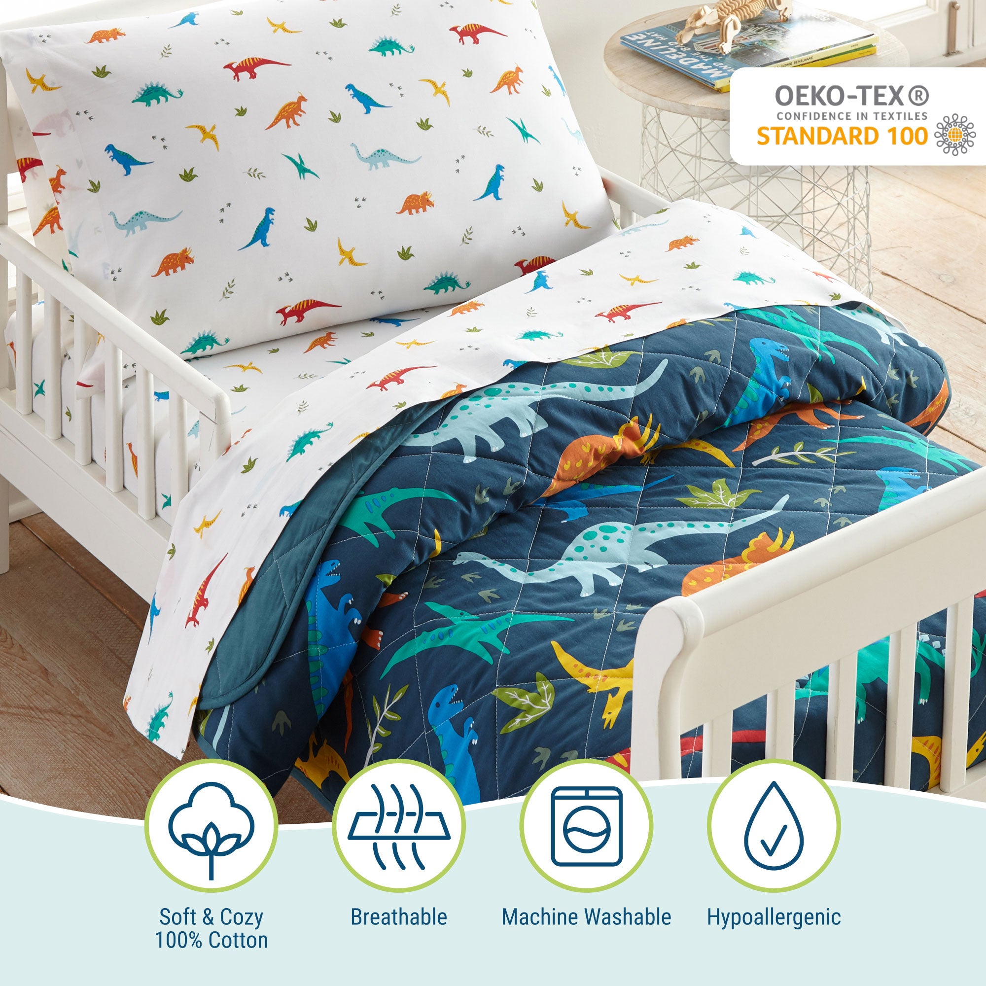 Jurassic Dinosaurs 4 pc Cotton Bed in a Bag - Toddler