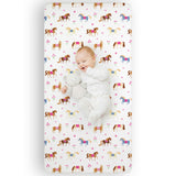 Horses 100% Cotton Percale Fitted Crib Sheet